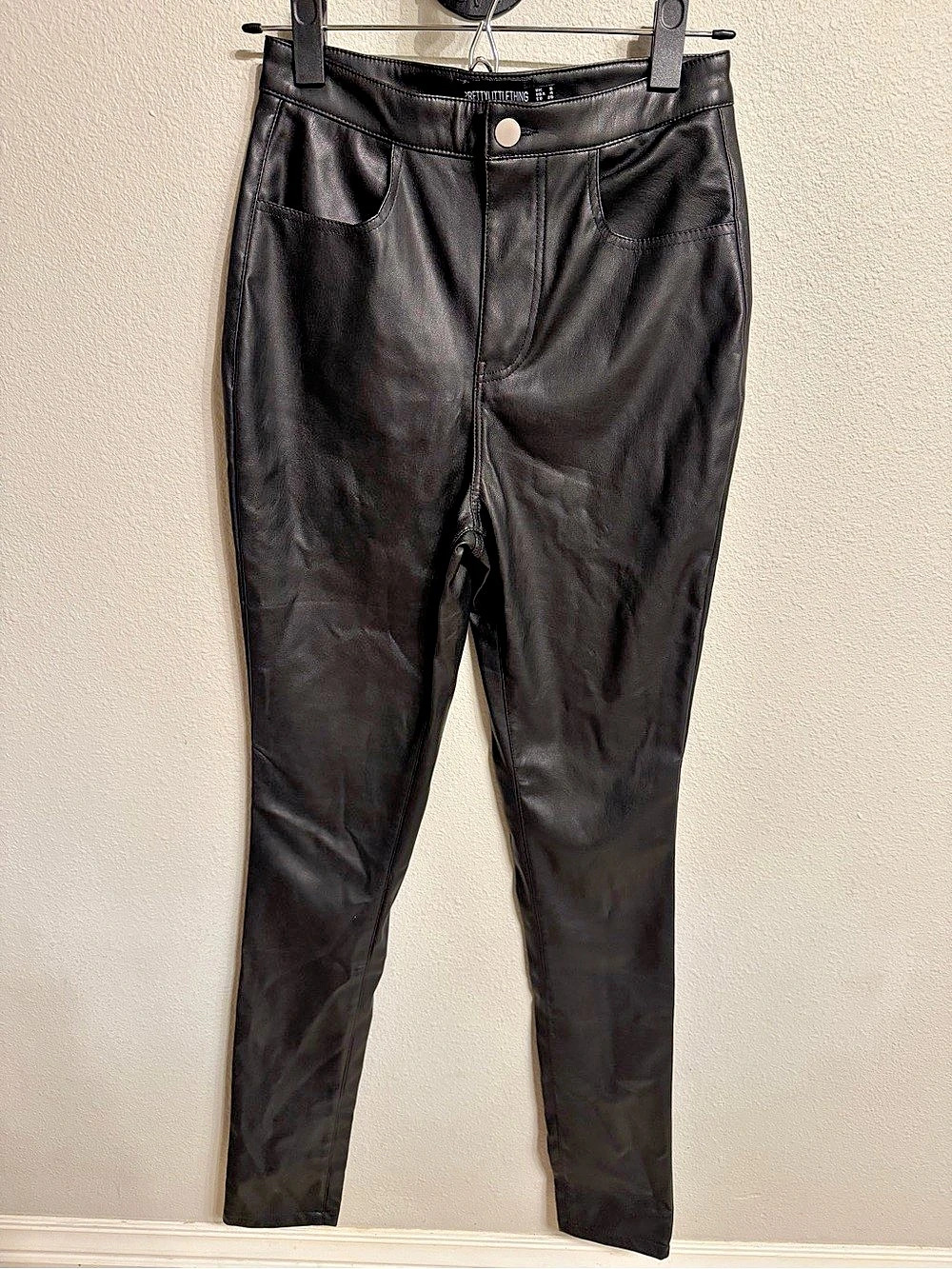 PrettyLittleThing Faux Leather Leggings Black Size 4 NWT